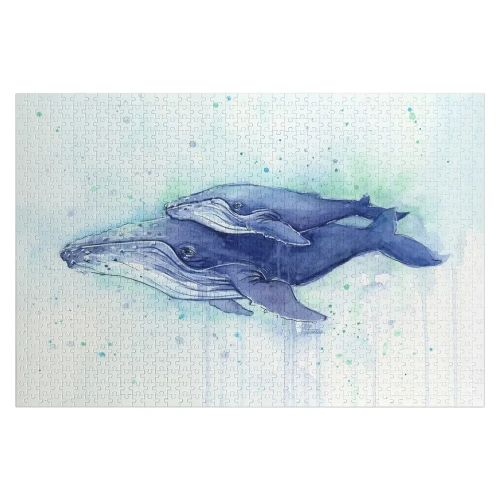 

Humpback Whale Mom and Baby Painting Jigsaw Puzzle Jigsaw Pieces Adults Personalized Baby Object Puzzle