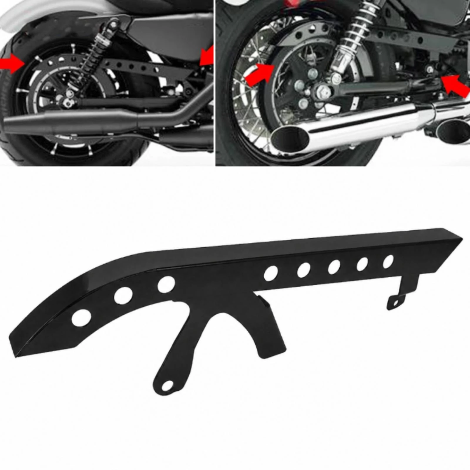 Harleymotorcycle Belt Guard Glossy Dark Belt Guard with Mounting Tabs Pulley Cover with Circular Cutouts Vented Slim