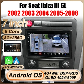 Radio para Auto de 7 Pulgadas con Android 16 para Seat Ibiza III 6L 2002 2003 2004 2005-2008, GPS, Navegador, Pantalla Táctil, Carplay, Bluetooth 1