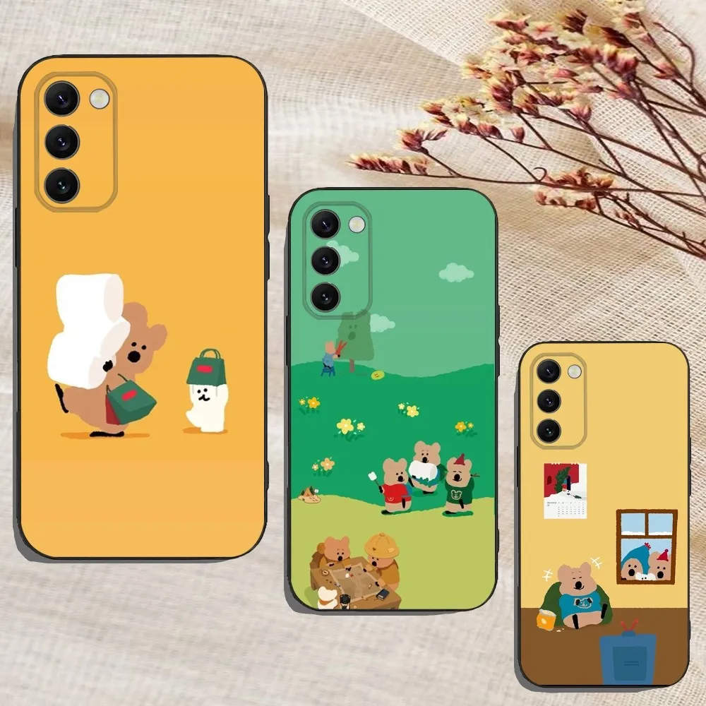 Korea D-Dinotaeng Cute Koala Phone Case For Samsung Galaxy A13,A21s,A22,A31,A32,A52,A53,A71,A80,A91 Soft Black Cover