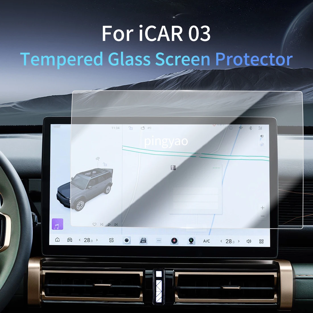 

Car Sticker Screen Protector Navigation Display Tempered Glass Protective Film Car Accessories Vehicle For24 Chery iCAR 03