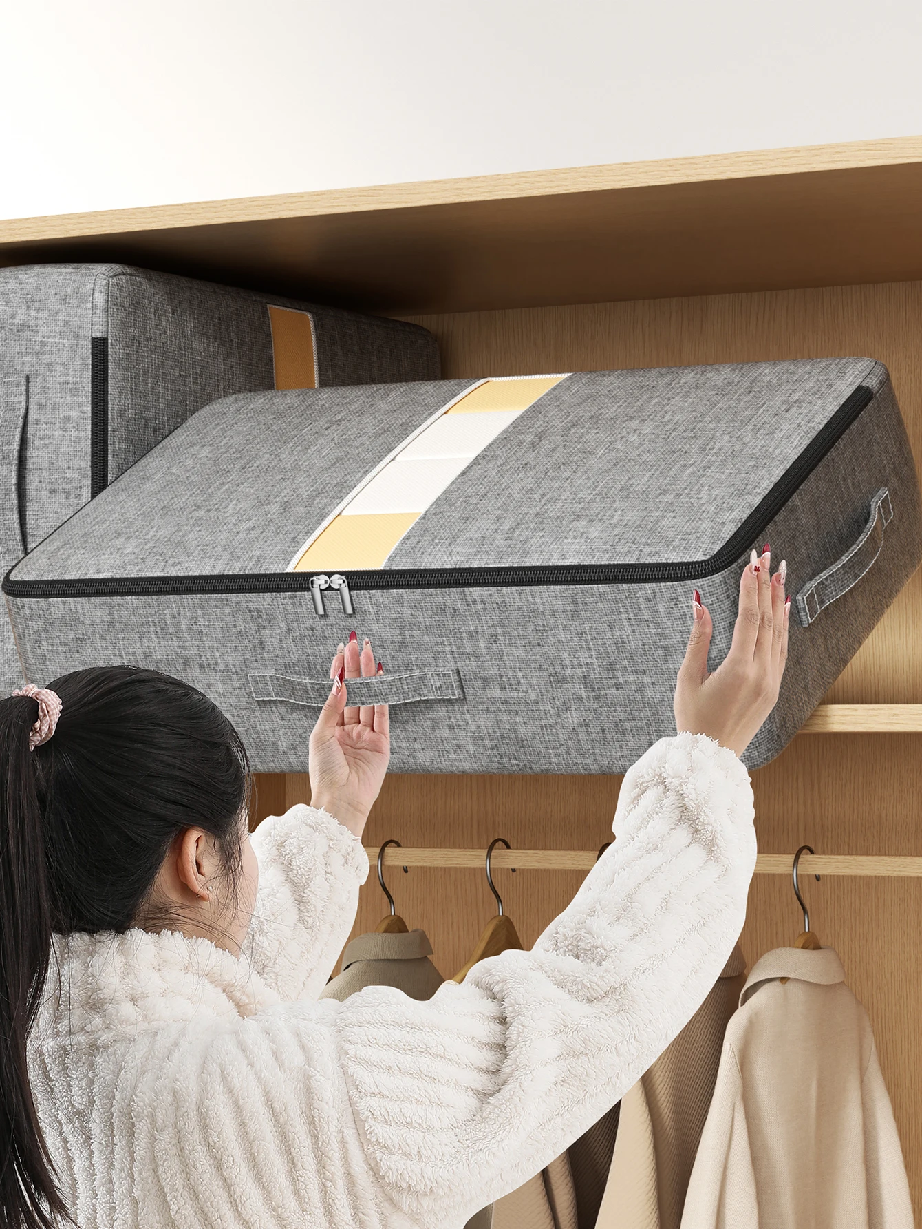 Extra - large Capacity Underbed Clothing Storage Bag: Foldable, for Quilts, Blankets, Pants & Coats, Ideal Wardrobe Organizer