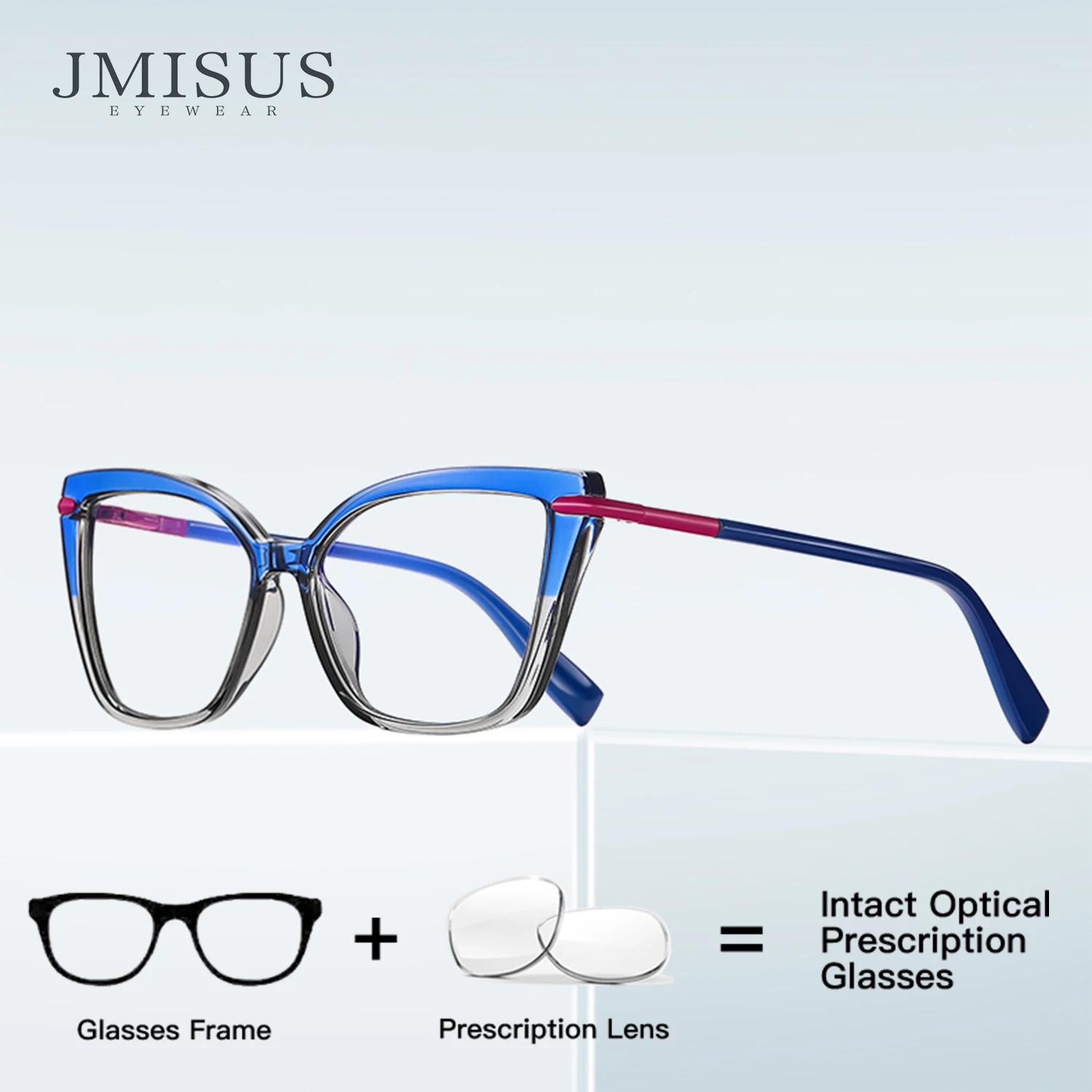 

JMISUS Square Cat Eye Prescription Glasses Women Photochromic Optical Lenses Lightweight Frame for All Day Comfort