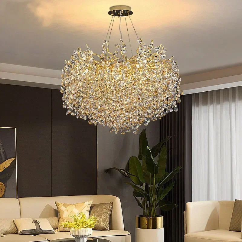 Imagem -05 - Luxo Acessível Lustre Dourado para Sala de Jantar Interior Sala e Quarto Lustre de Cristal Brilhante