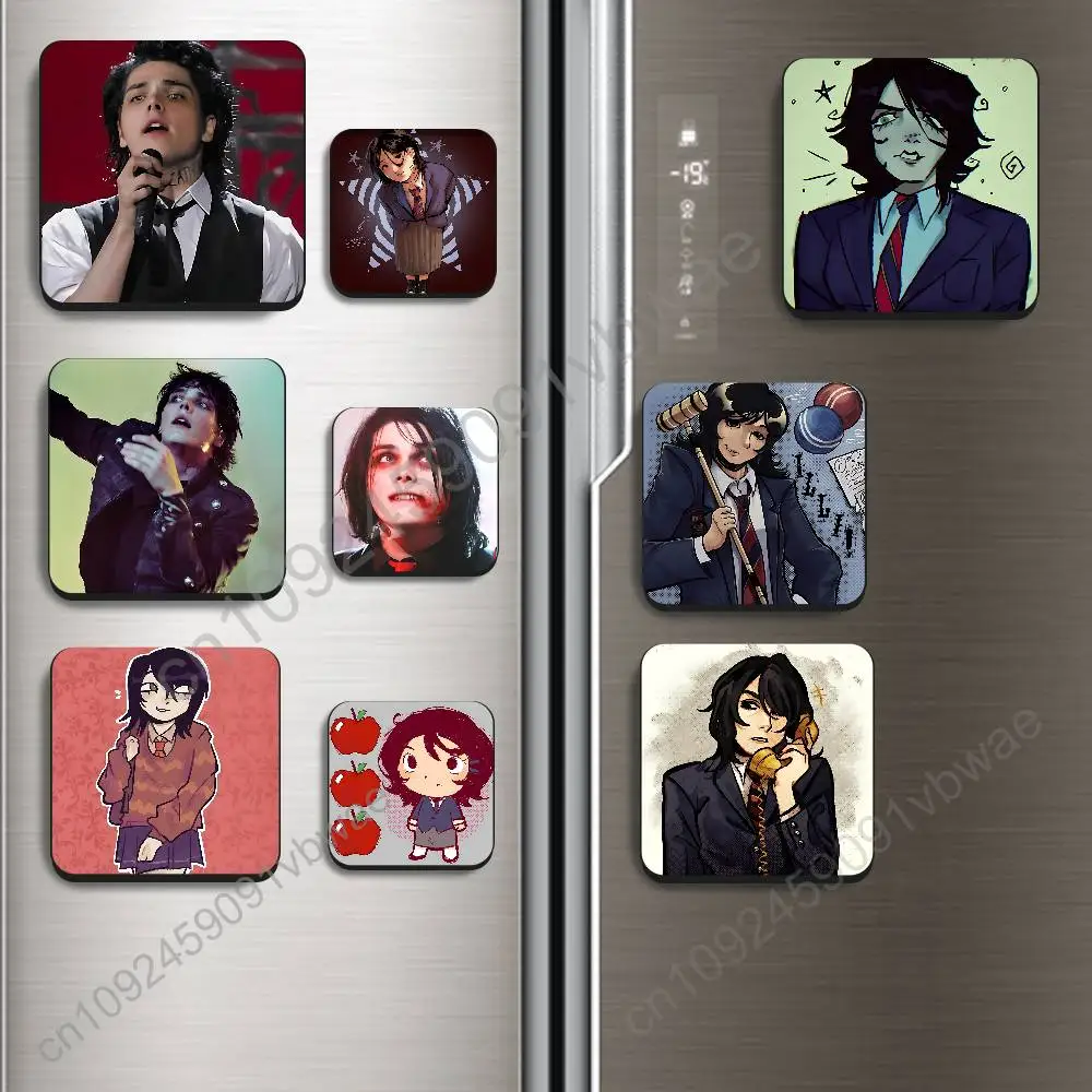 

Illi McMillin Gerard Way MCR Black Square Plastic Fridge Magnet, for Magnetic Sticker No Trace Left, Durable, Smooth Textured