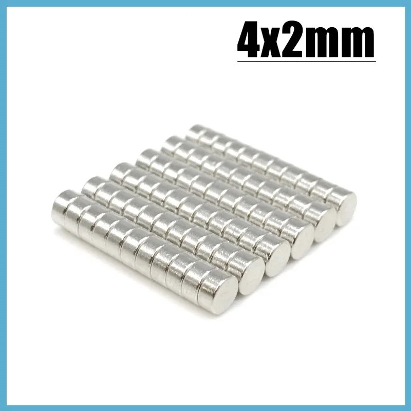 50-1000pcs Neodymium Magnet 4x2 Rare Earth Small Strong Round Permanent 4*2 Mm Fridge Hook Tool NdFeB Nickle Magnetic DISC