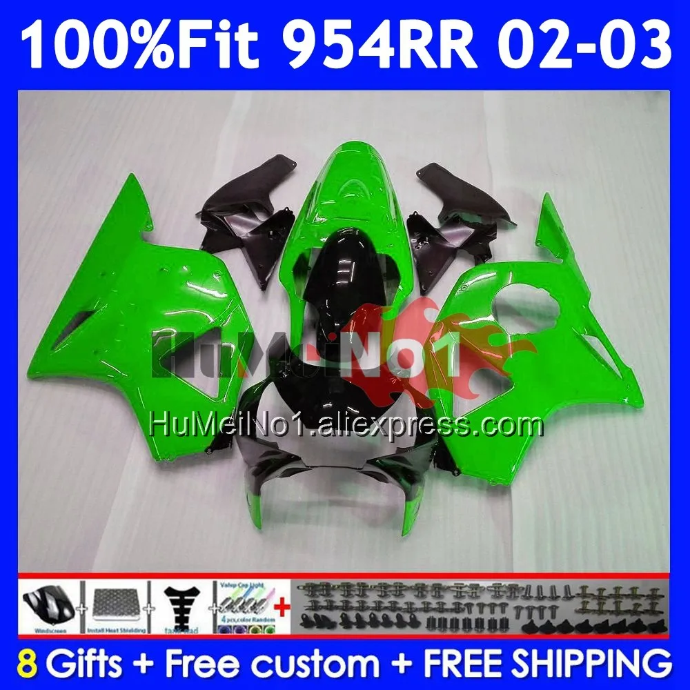 Body For HONDA CBR900RR CBR 900 954 RR CBR900 CC CBR954 Green black RR 58No.20 CBR 954RR 900RR CBR954RR 2002 2003 02 03 Fairing