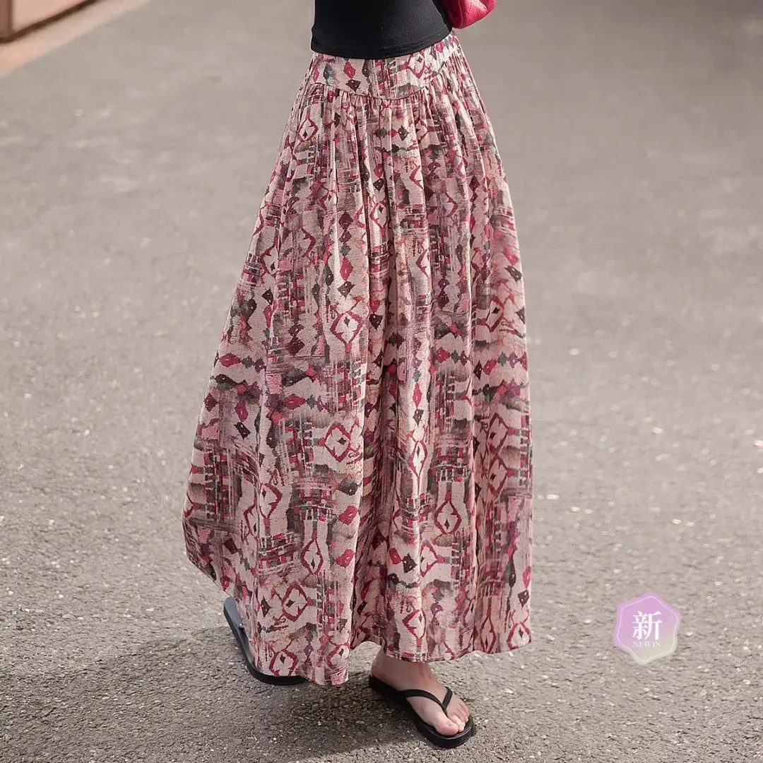 

[High waist age-reducing floral skirt] 2026 spring and summer new women's fashion elegant and drape long skirt