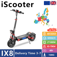 iScooter iX8 Electric Scooter 48V 20Ah 2400W Motor 12Inch Anti-skid Off Road Pneumatic Tire 60KM/H Speed 70km Max Range EScooter