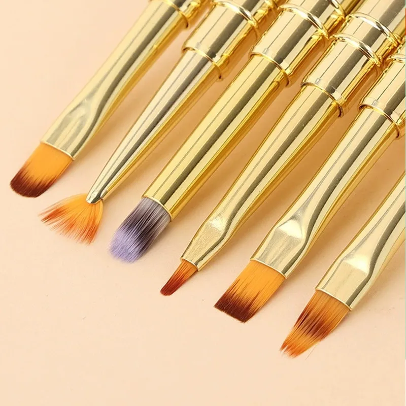 Golden Metal Rod Nail Art Pen Brush Coloring Pen Large Square Round Light Therapy Pen Halo Pen Nail Drawing Pen Flower Pen