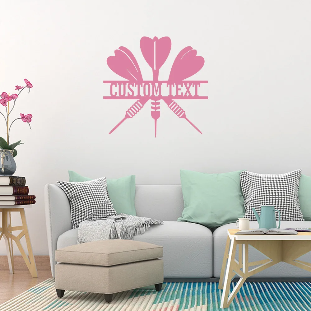 1pc Cartoon Style Personalize Custom Name Dart Wall Sticker Vinyl Art Home Decor For Wedding  Removable Decor Wall Decal
