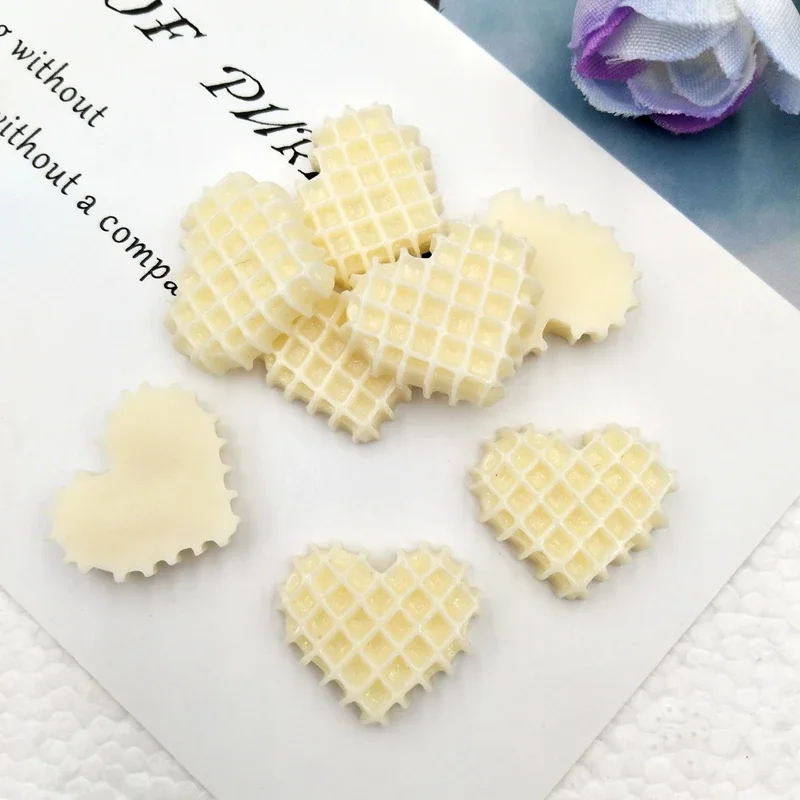 10pcs/lot  Food Cabochon Cute Resin Heart-Shaped Biscuit  Flat back For Scrapbooking Craft Embellishment Mobile Decoration