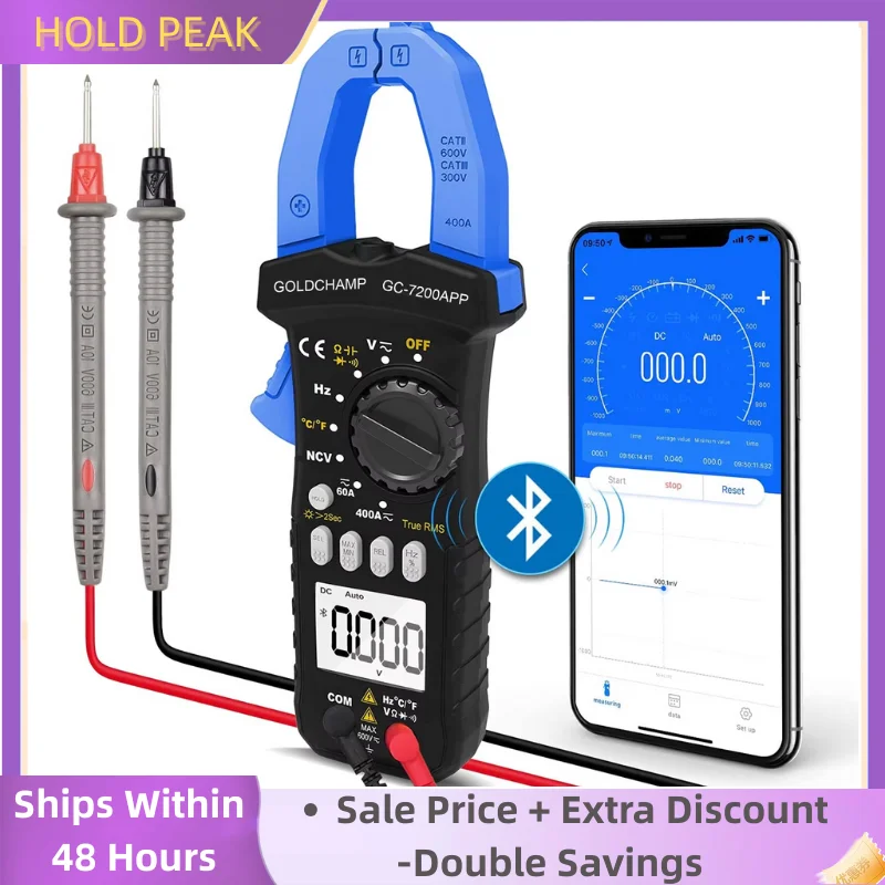 

Auto-Ranging Digital Clamp Meter True RMS 6000 Counts Bluetooth APP AC/DC Voltage Current Tester NCV Non-Contact Detection