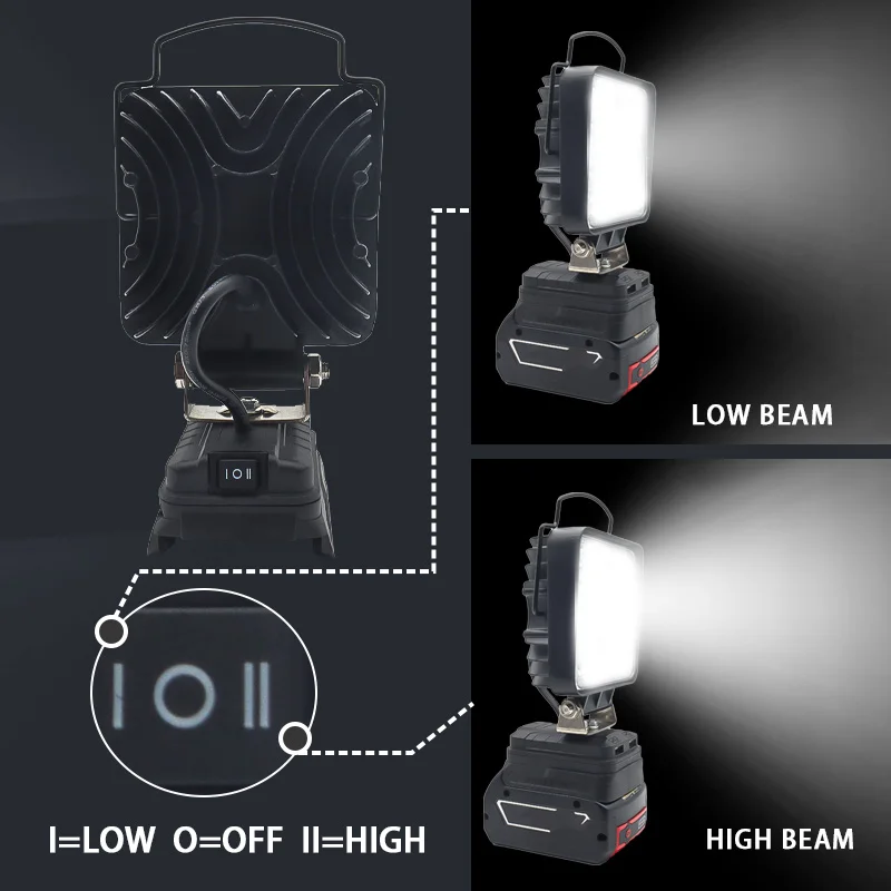 Car LED Work Light Electric Torch BAT618 Spotlight Flashlight USB Power Bank For Bosch 18V Li-ion Battery High Low Ceam Control