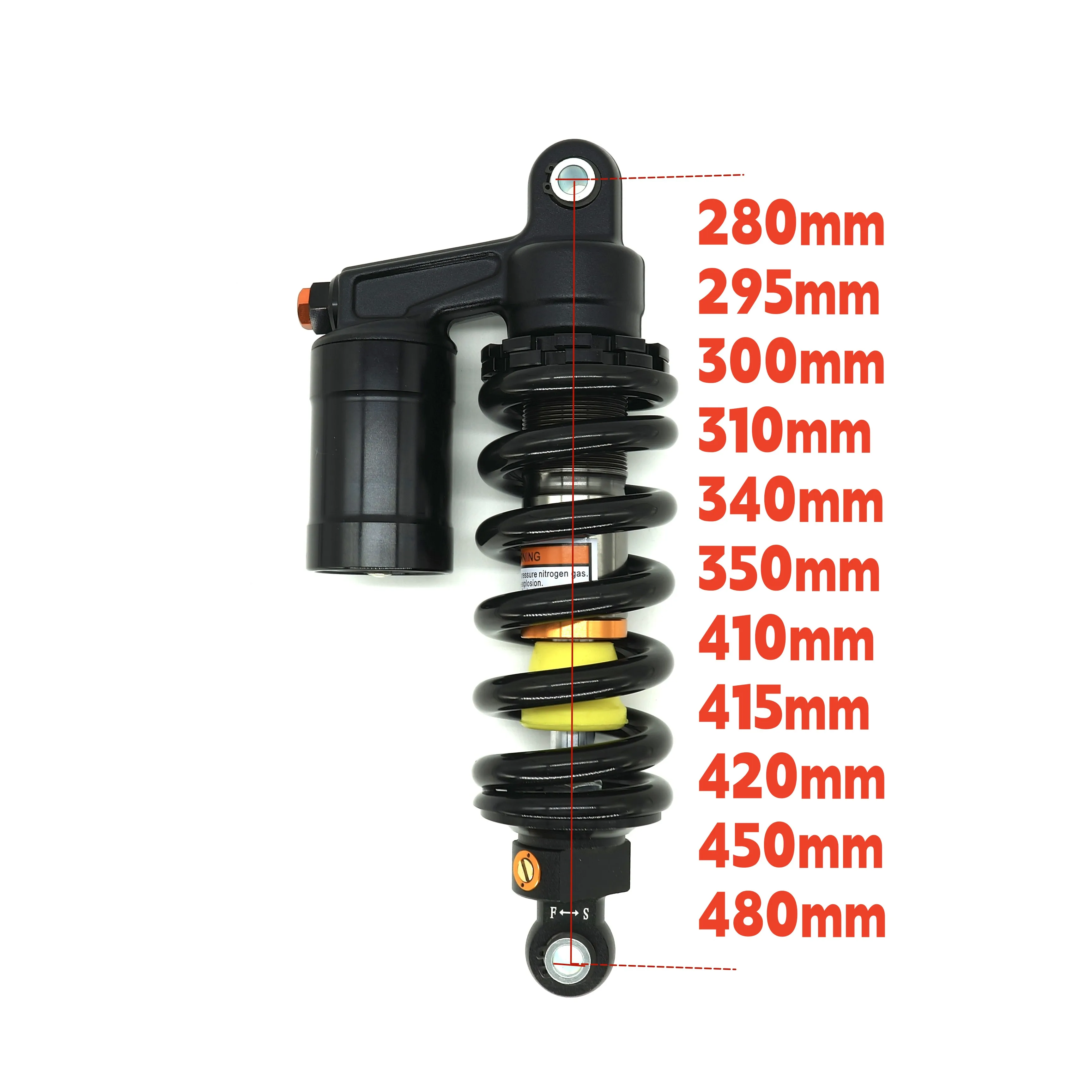 Customized Black 280mm 290mm 310mm 340mm Motorcycle Rear air Shock Absorber With 10mm Hole