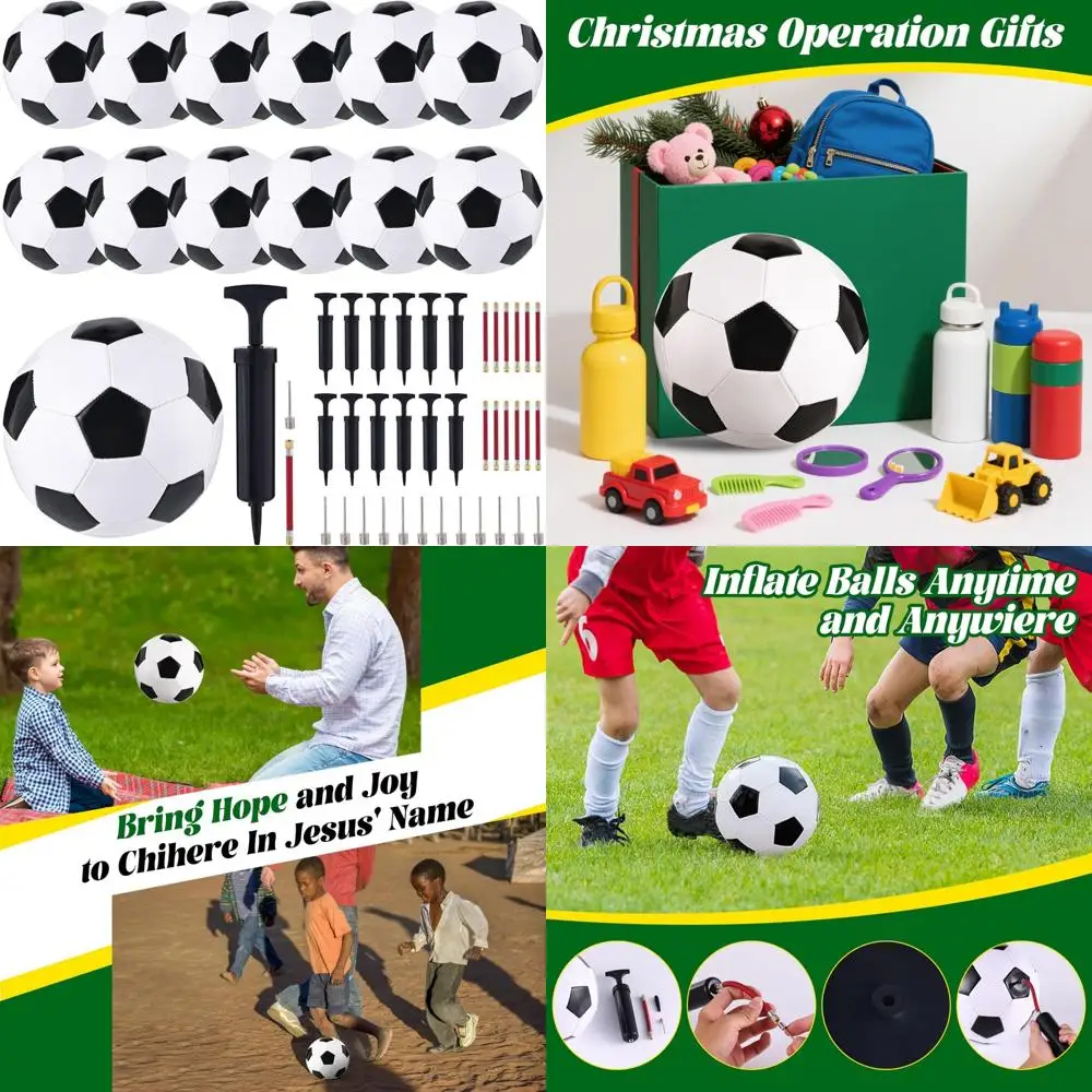 

Youth Soccer Balls Size 5 - Bulk Pack with Pumps and Needles for Kids, Ideal for Game Training and Practice