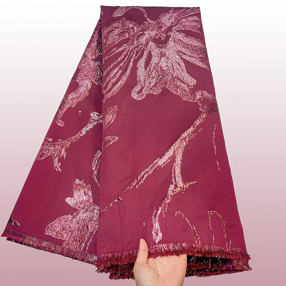 fuchsia-african-brocade-jacquard-fabric-damask-material-nigerian-gilding-lace-brocard-tissu-5-yard-dentelle-africaine