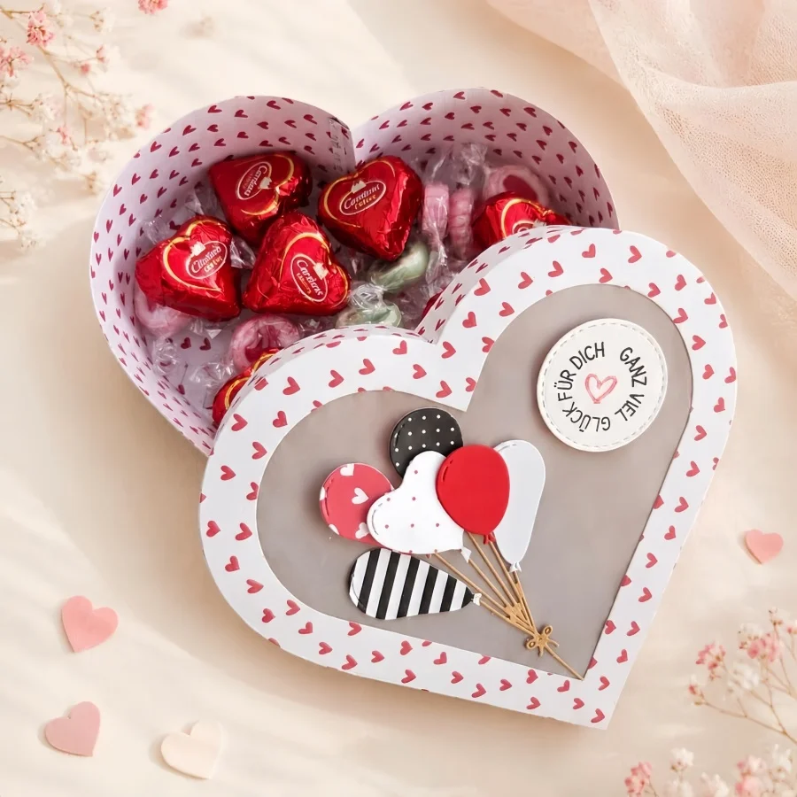 2026 New Arrival Heart Shaped Box Cutting Die, 3D Foldable Gift Box Template, Love Wedding Birthday Treat Box Paper Craft Mold