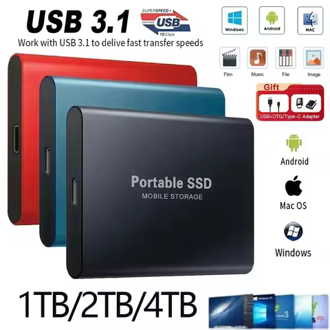 2025 External SSD Hard Drive 1TB External Hard Disk 2TB High-Speed hard ssd USB 3.1 Mobile Solid State Drive for Notebook Laptop