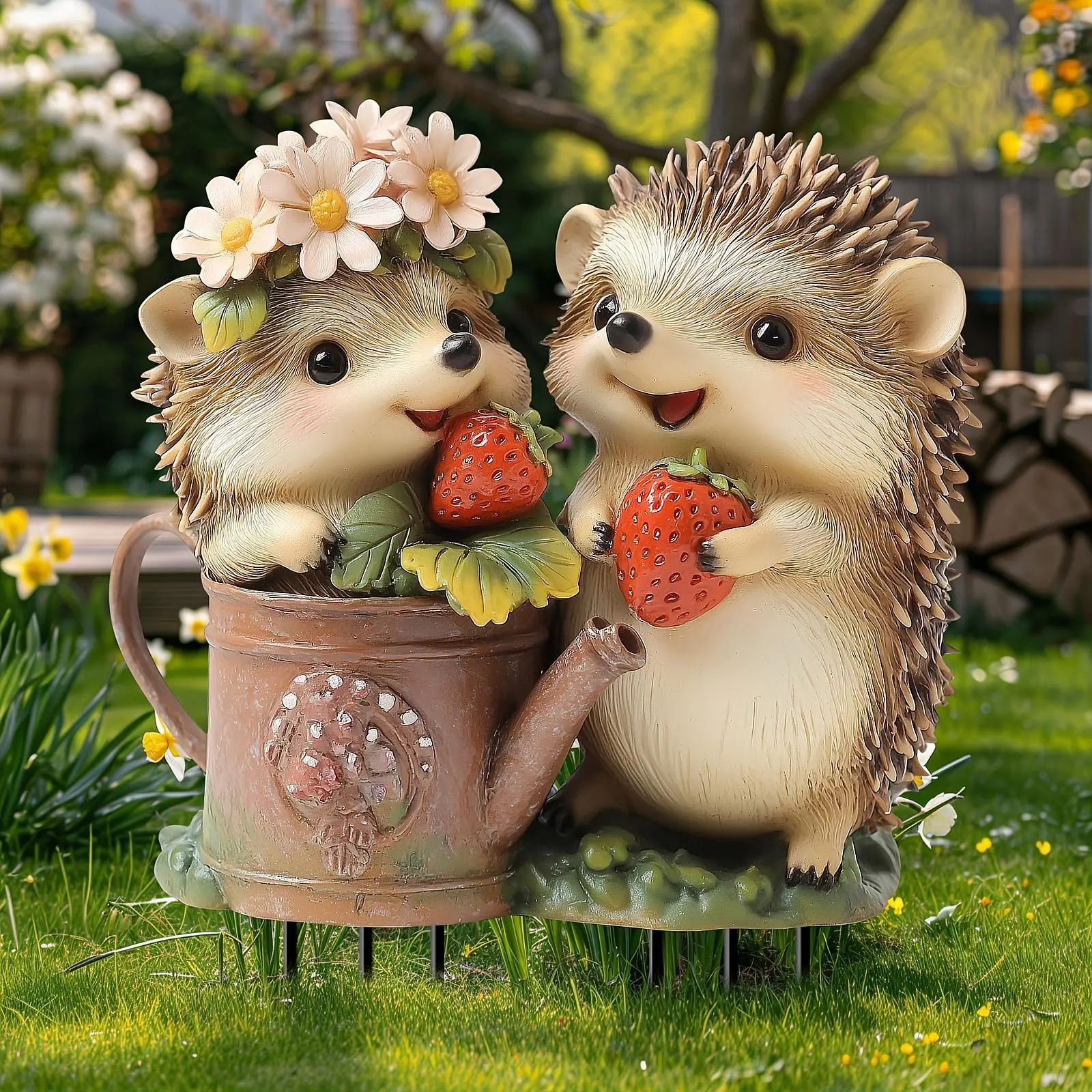 Hedgehog Garden Stake 2D Acrylic Lawn Ornament Animal Figure for Outdoor Garden Decoration
