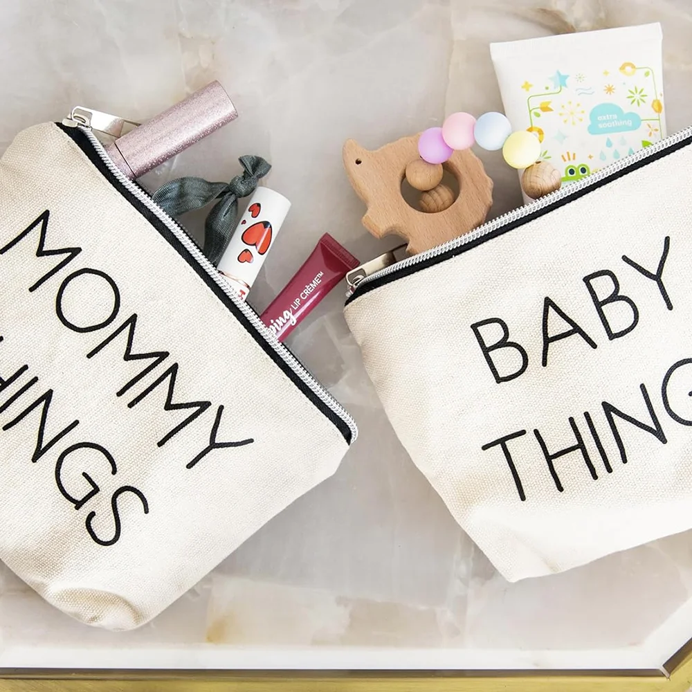 Bolsa organizadora de lona con cremallera para cosas de mamá y bebé, bolsa de pañales, viaje, Hospital o guardería, regalos esenciales para nueva mamá, 2 uds.