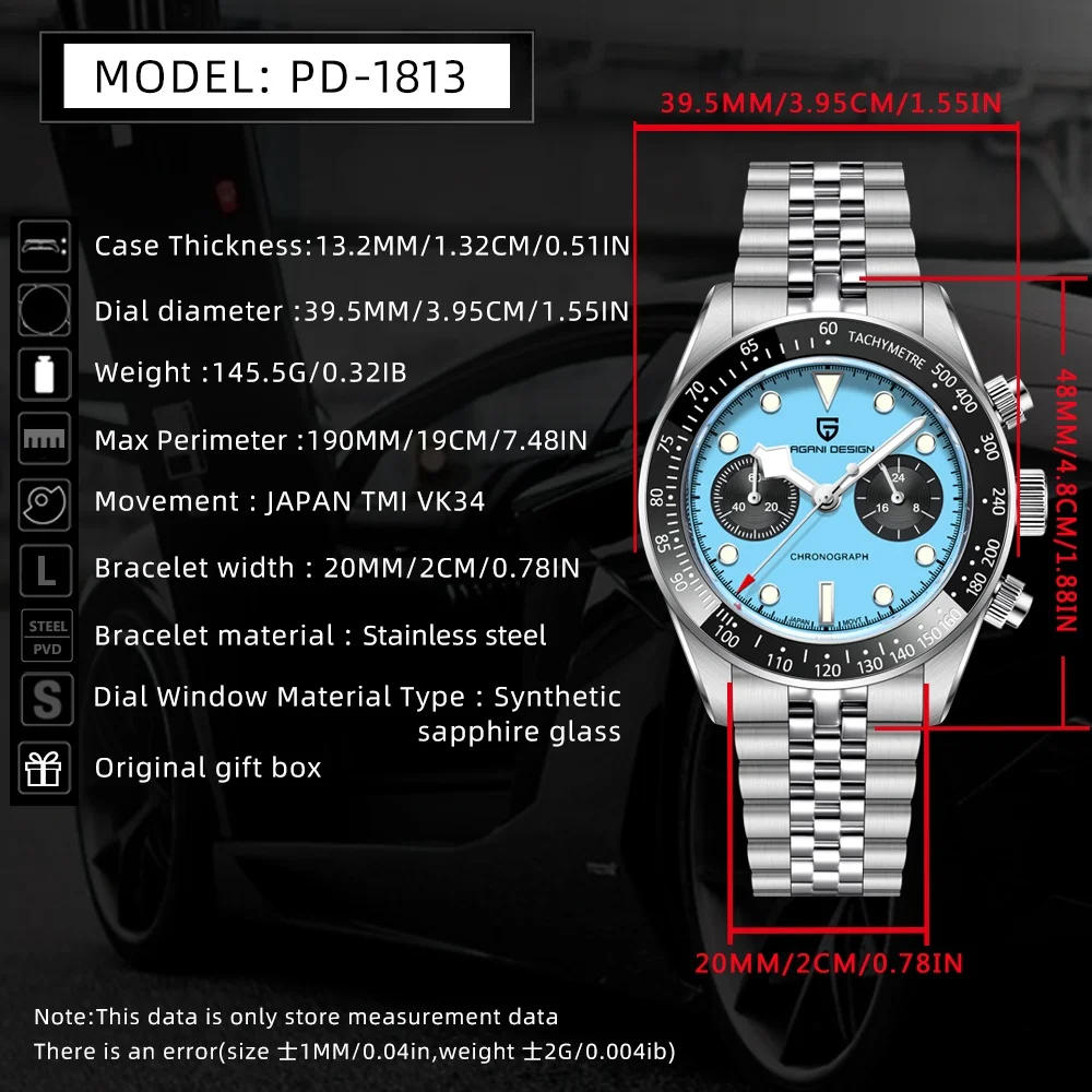 2026New PAGANI DESIGN Quartz Panda Dial Watch Sapphire Luxury Luminous 500 Bezel Men Watch 316L All Steel Japan Movt Chronograph view 6