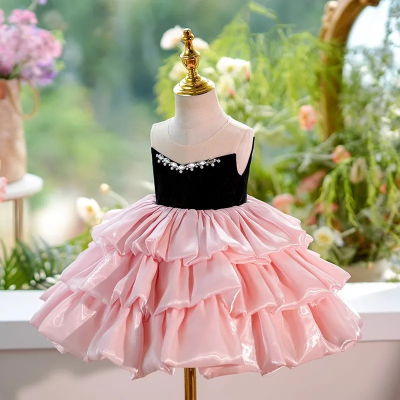 

Girls' Formal Dress Piano Performance Little Host Children's Model Fashion Show Princess Dress Stylish Children's Birthday First