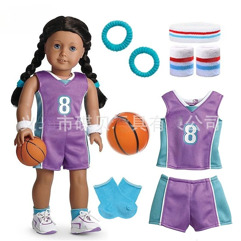

No. 8 Basketball Suit Uniform Sneakers Sock Doll Clothes Accessory For 18 Inch American Girl Doll 43cm Doll Born Baby Toys