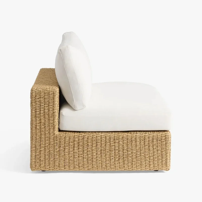 All-Weather Wicker Outdoor Sectional Lounge Rattan Comfort Armless Chair