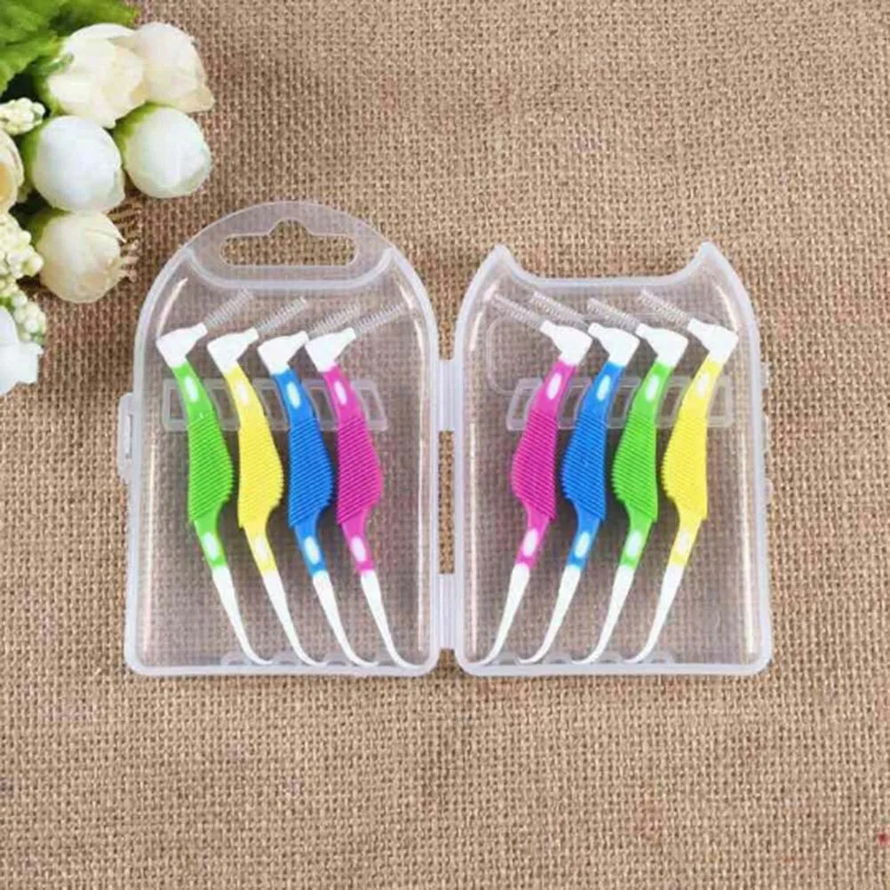 

8pcs Interdental Brush Hippocampal Shaped For Tartar Removal Gum Care Dental Oral Tool Green Orange Blue Purple