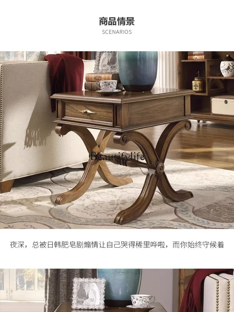 

yj19 American Country Style Solid Wood Side Table Corner Table