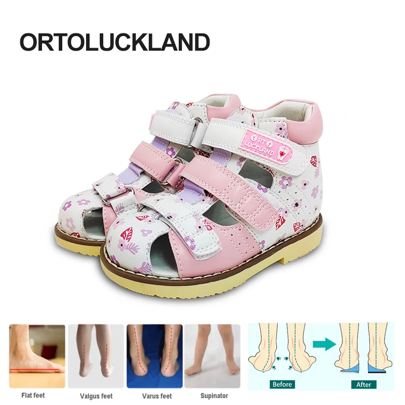 

Ortoluckland Children Shoes Girl Kids Orthopedic Sandals Summer Toddler Tiptoe Flatfeet Dress Leather Footwear 1 To 8 Years