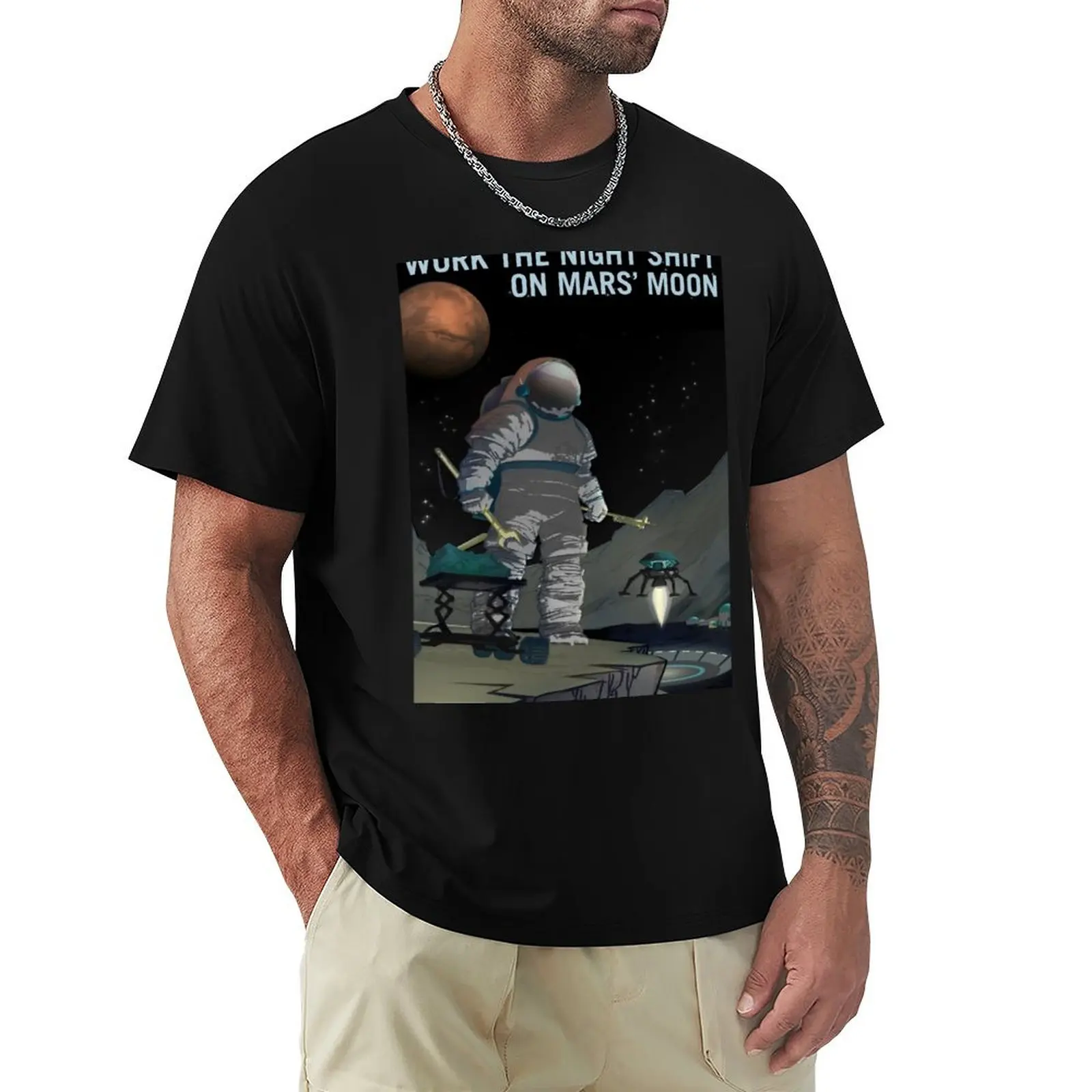 Night Shift Workers Wanted On Mars! T-Shirt summer tops anime t shirts boys whites designer shirts shirts graphic tee men