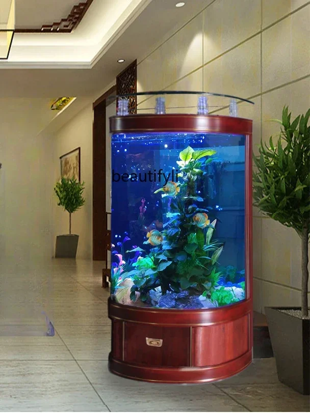 Semicircle Fish Tank Floor Living Room Chinese Light Luxury Home Small and Medium Ecological Aquarium