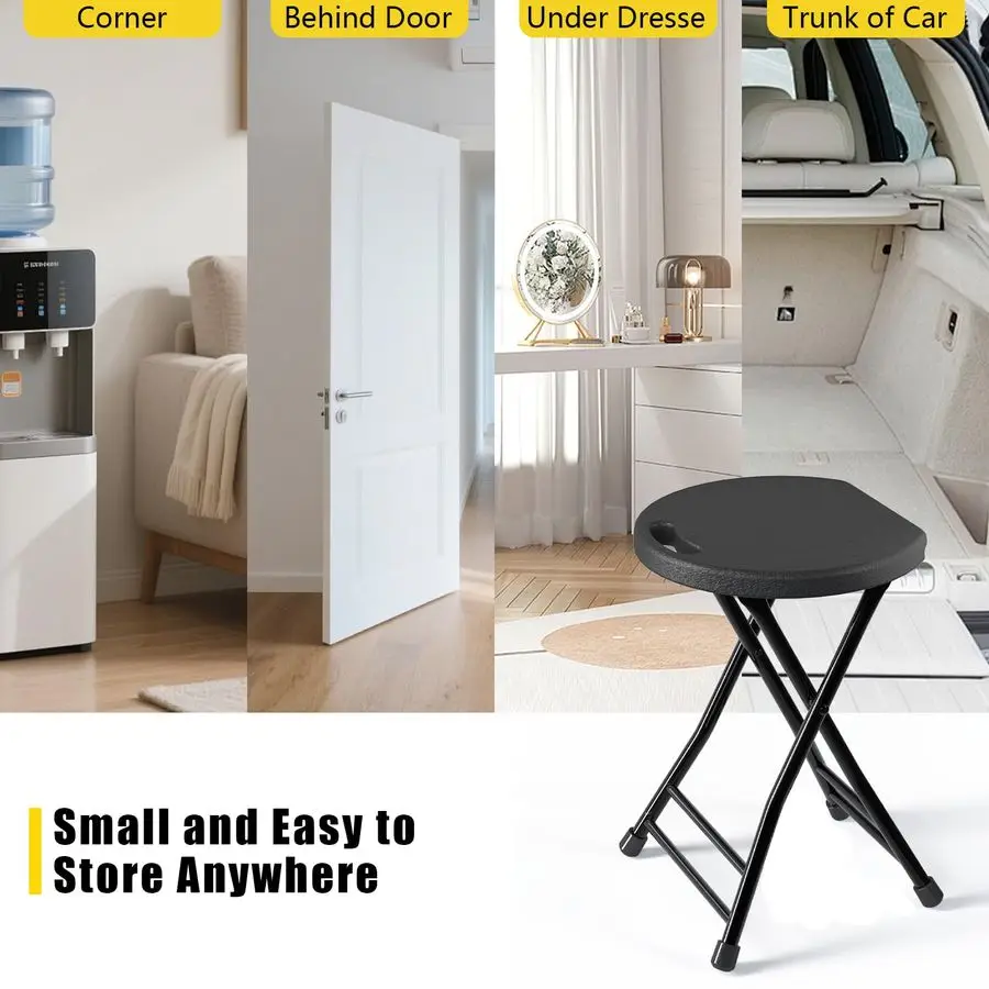 Stool, 18 Inch Foldable Stool with Handle amp Steel Frame, Pack of 8 Folding Bar Stools, 440lbs Sturdy Foldable Lightweight Meta