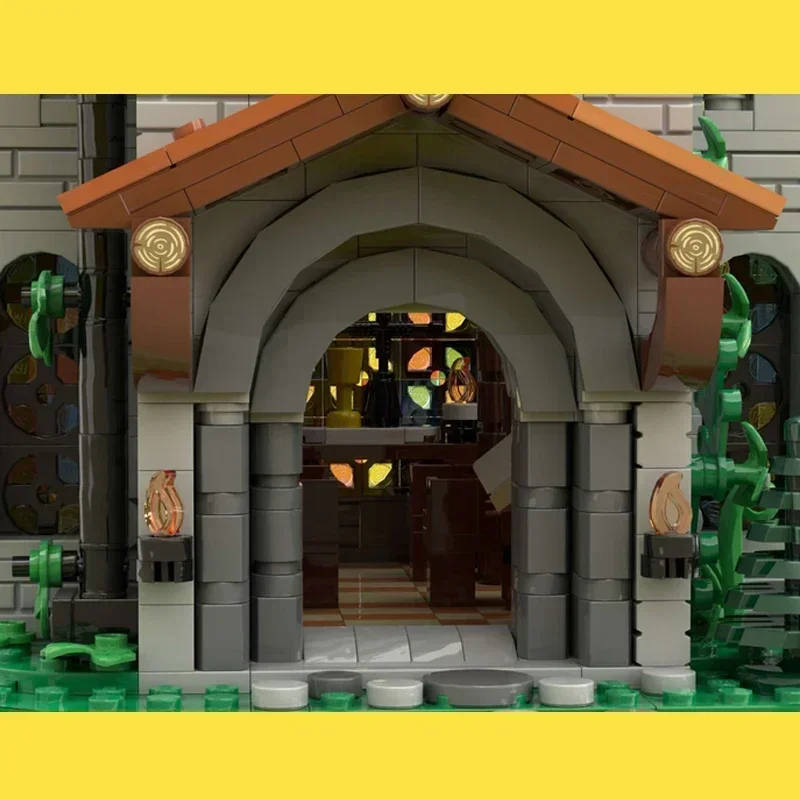 Ladrillos de iglesia medieval ciudad del castillo medieval 	 Bloques de escena de vista de calle para casa, castillo modular, arquitectura de iglesia, ladrillos, regalo moc