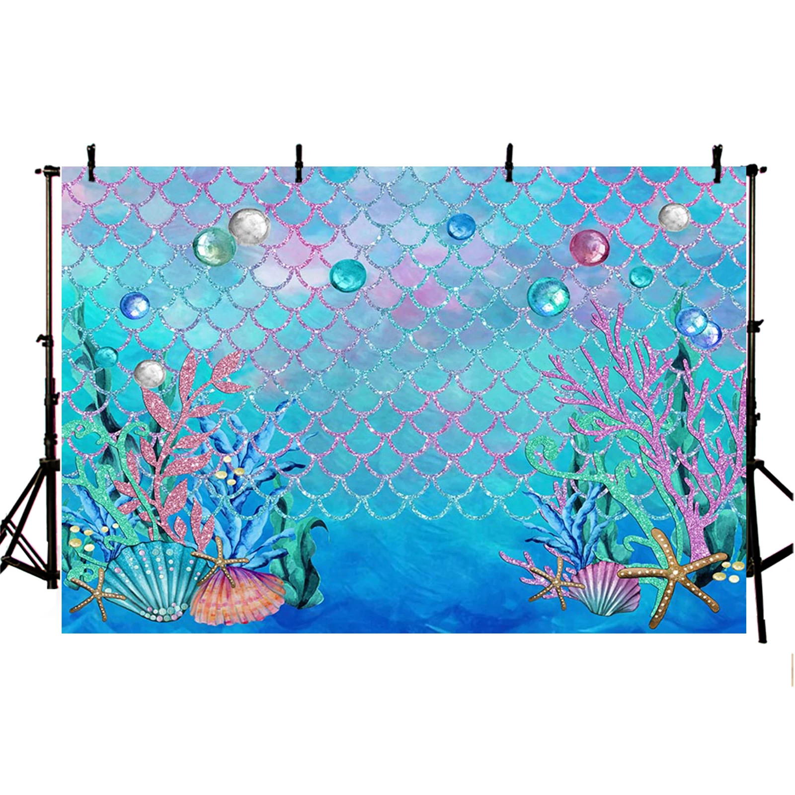 Under Sea Photography Background Purple Corals Pearls Seashell Backdrop Birthday Party Decor Kids Portrait Zone Photo Studio