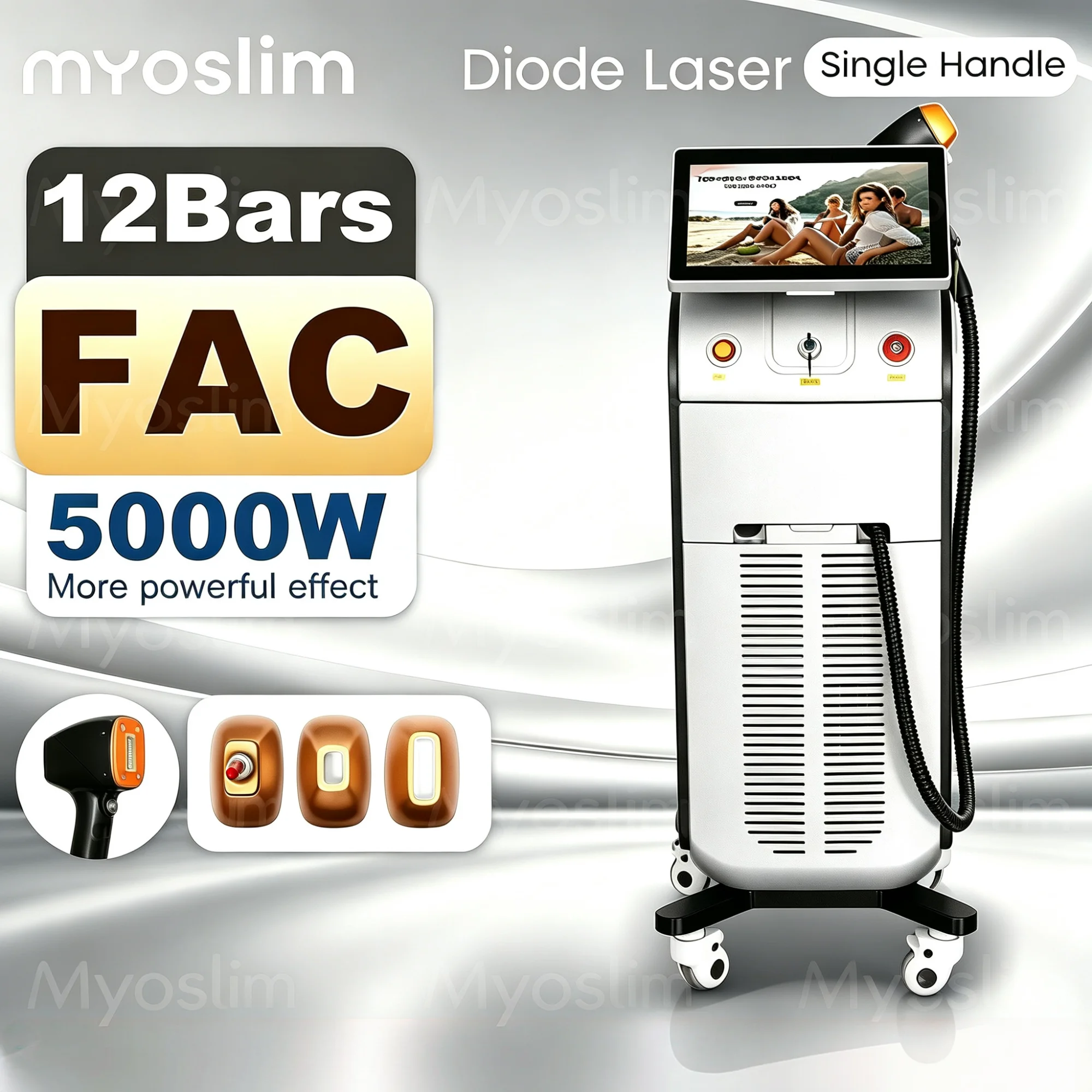 Vertical 808 Diode Laser Hair Removal Machine 5000W High Energy 10 Bars FAC Single Handle Comfortable Hair Reduction Beauty Mach