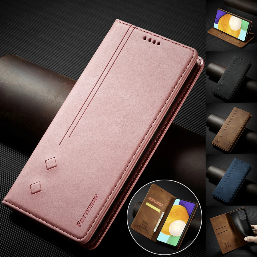 Leather Wallet Style Case For Samsung Galaxy A02S A12 A32 A51 A52 A52S A71 A72 S21/S20 Plus/Ultra/FE S10/S9/S8 Plus Note20 Ultra