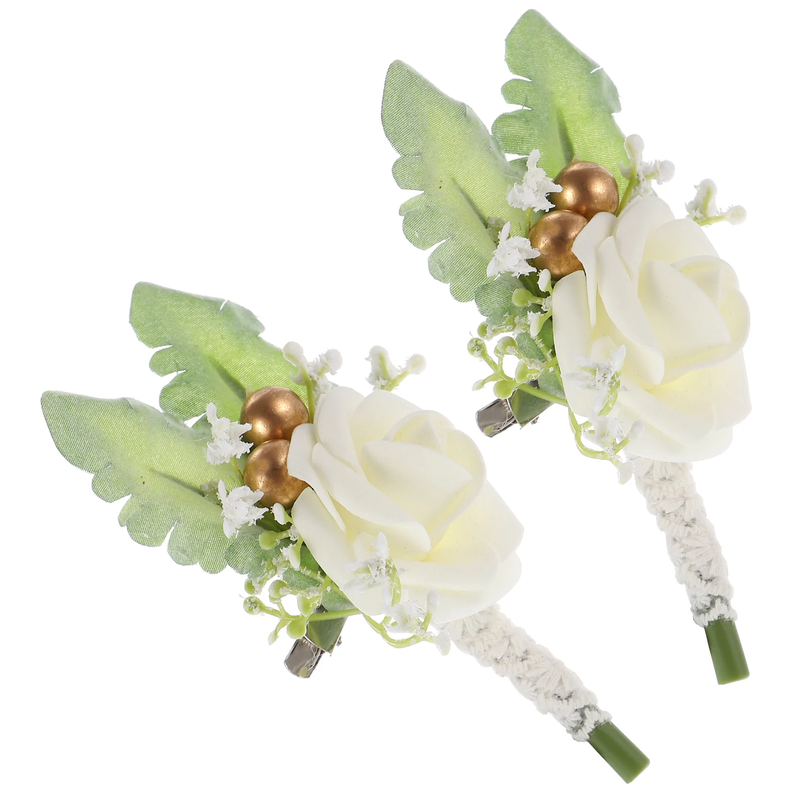 2 قطعة العريس العروة زهرة اصطناعية الصدار الزفاف حفلة موسيقية تصميم واقعي أنيق الرجال الإكسسوارات محاكاة #3