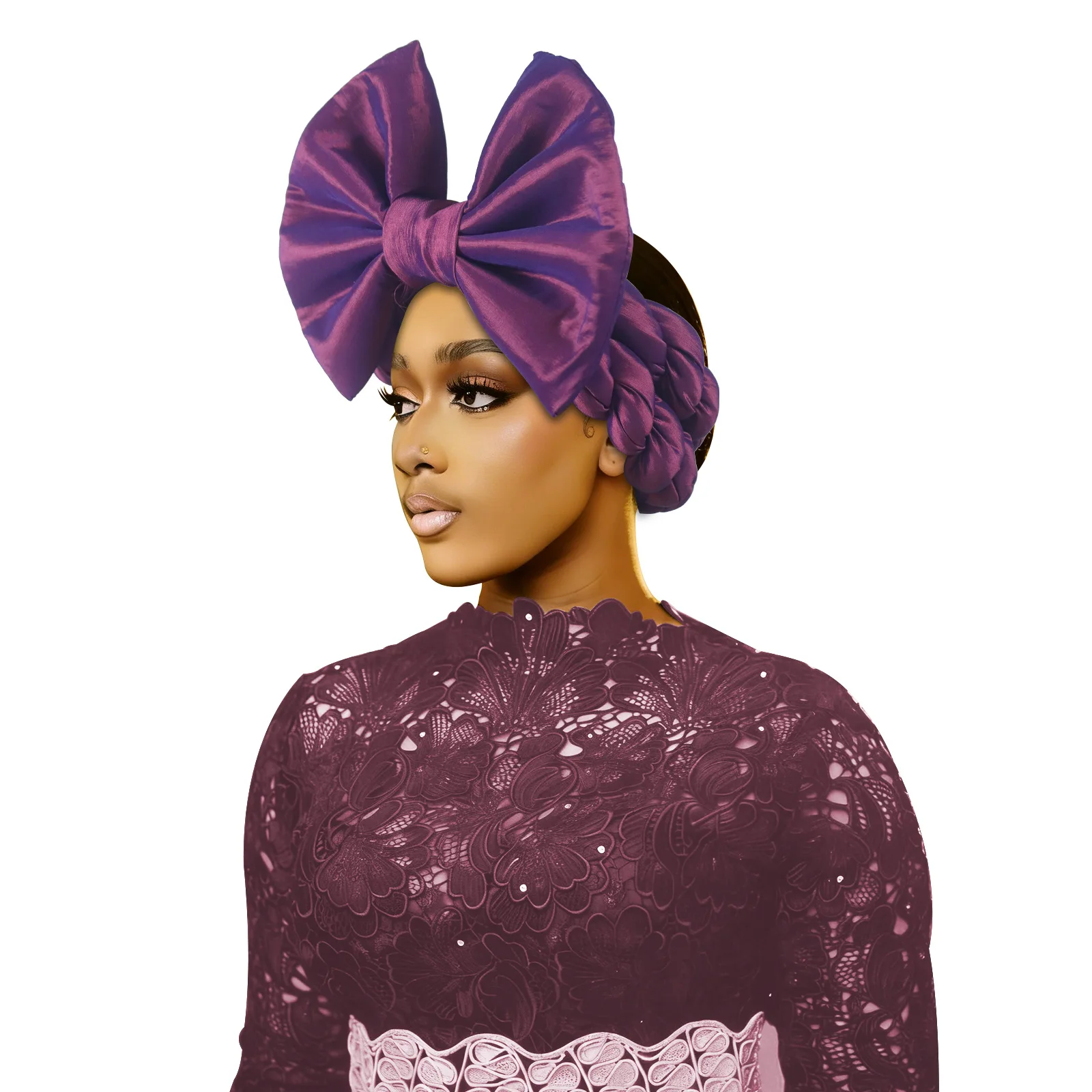 

2026 Satin Twist Braids Bowknot Headband Elastic Headwear African Cap Nigerian Wedding Gele Women Turban Bandana Bandage Wrap
