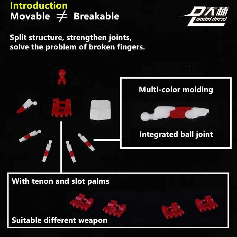 D.L general fully movable hands for 1/144 RG HG RX-78-2 Sazabi Strike Red Frame MS Girl model DD073 *