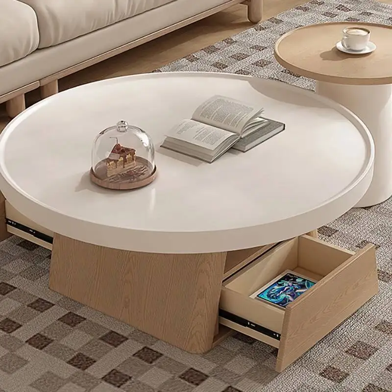 طاولات القهوة ذات التصميم الحديث، طاولة القهوة الفاخرة الخفيفة ذات الطراز البسيط، تخزين أنيق، أثاث غرفة المعيشة #4