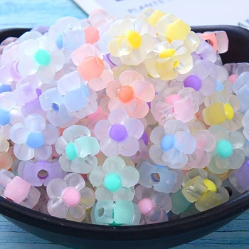 100 pièces 12mm perles acryliques tournesol mat Transparent couleur mixte perles d'espacement à la main Clipbook Bracelets boucles d'oreilles bijou d'été