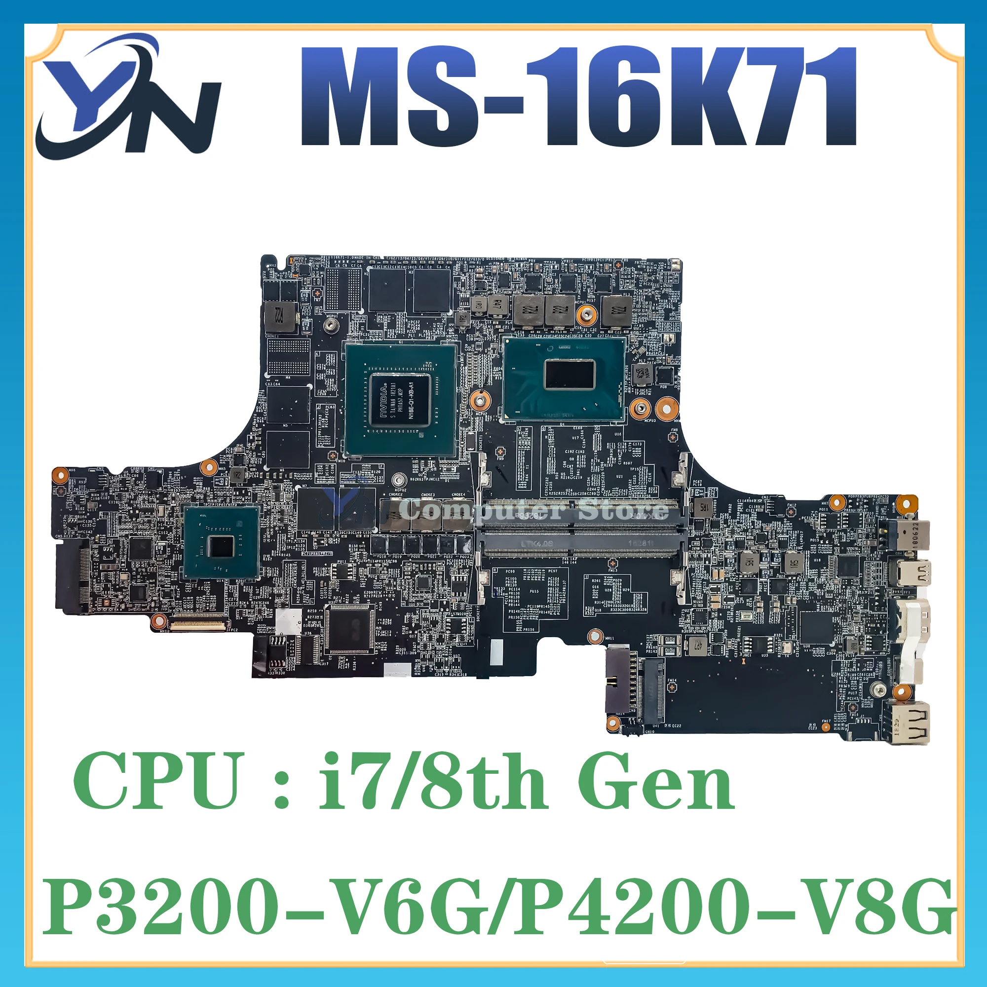 

MS-16K71 Mainboard For MSI GS73 GS73VR GS63 GS63VR MS-16K7 MS-17B7 Motherboard With i7 8th Gen CPU V6G/V8G GPU