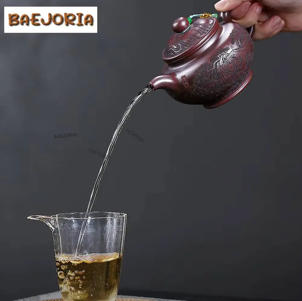 360ml Creative Yixing Purple Clay Teapots Handmade Duozhi Pot Raw Ore Ancient Black Mud Tea Maker Kettle Zisha Tea Set Gift