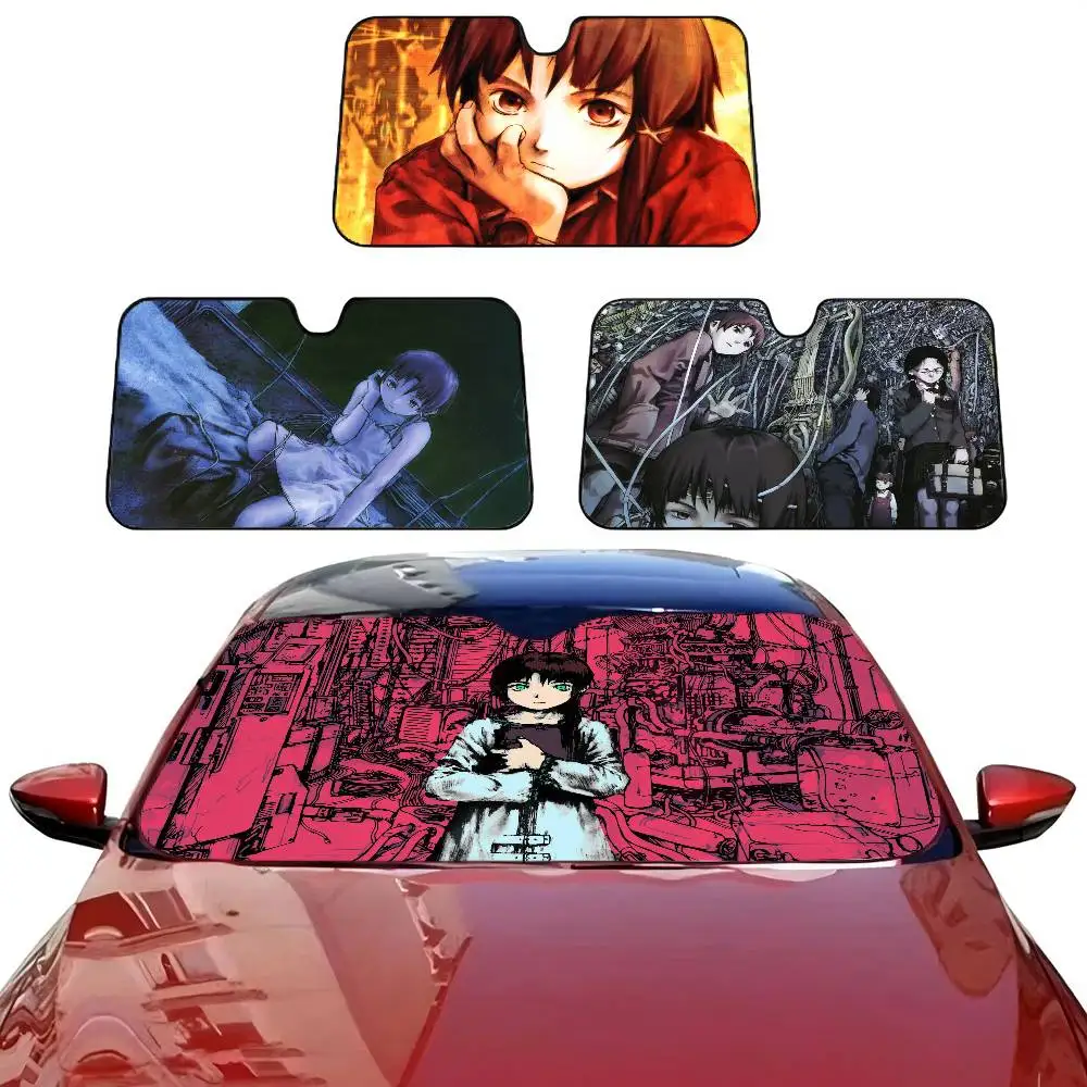 Cartoon Serial Experiments Lain Car Windshield Foldable Sun Shade Cover Block Reflector Portable Breathable Anti UV Protector