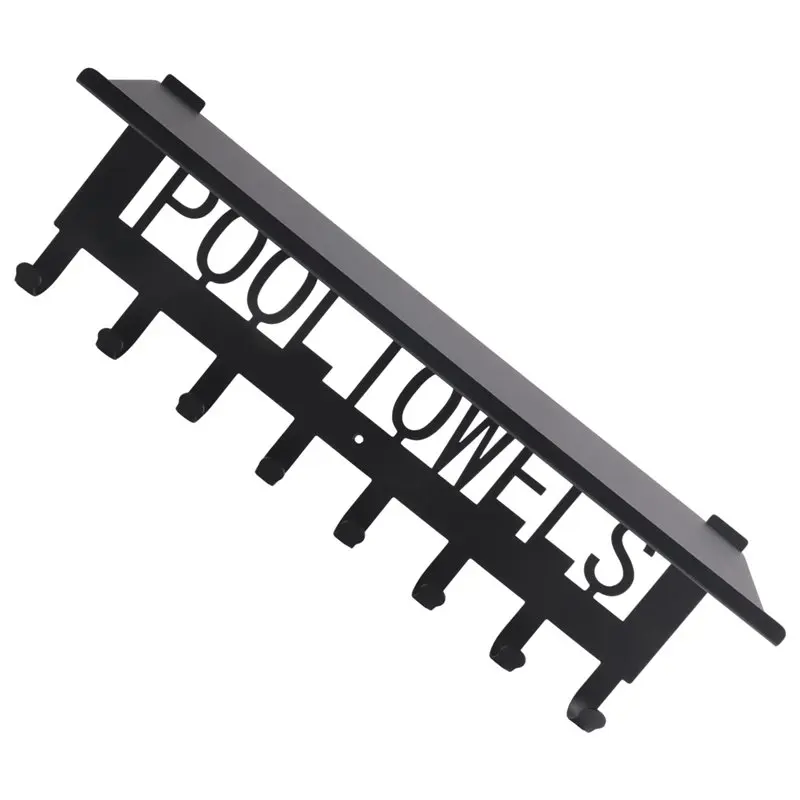 

Настенная вешалка для полотенец ABEZ с полкой для бассейна, декор для улицы, 8 крючков, держатель для полотенец, органайзер для хранения полотенец