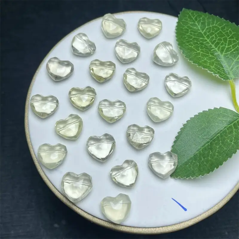 天然のシトリンファセットハートペンダント,癒しの風水,イヤリングとブレスレットの作成,ジュエリーギフト,DIYアクセサリー,12x13mm, 5個