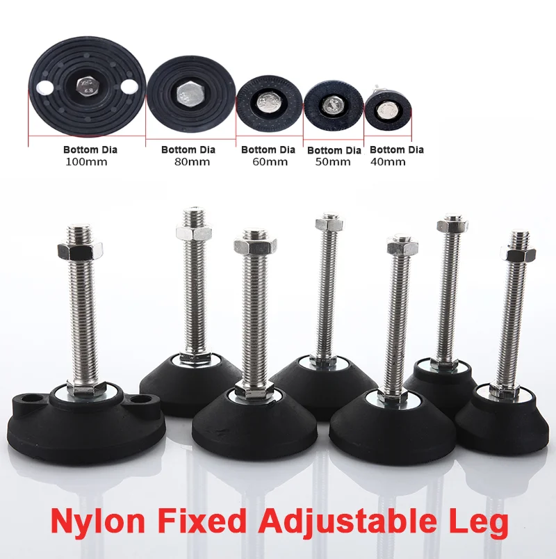 Adjustable Lathe D50 D60 D80 D100 Furniture Levelling Feet M8 M10-M24 Screw Leg Swivel Base Articulating Lathe Legs Glide Pad